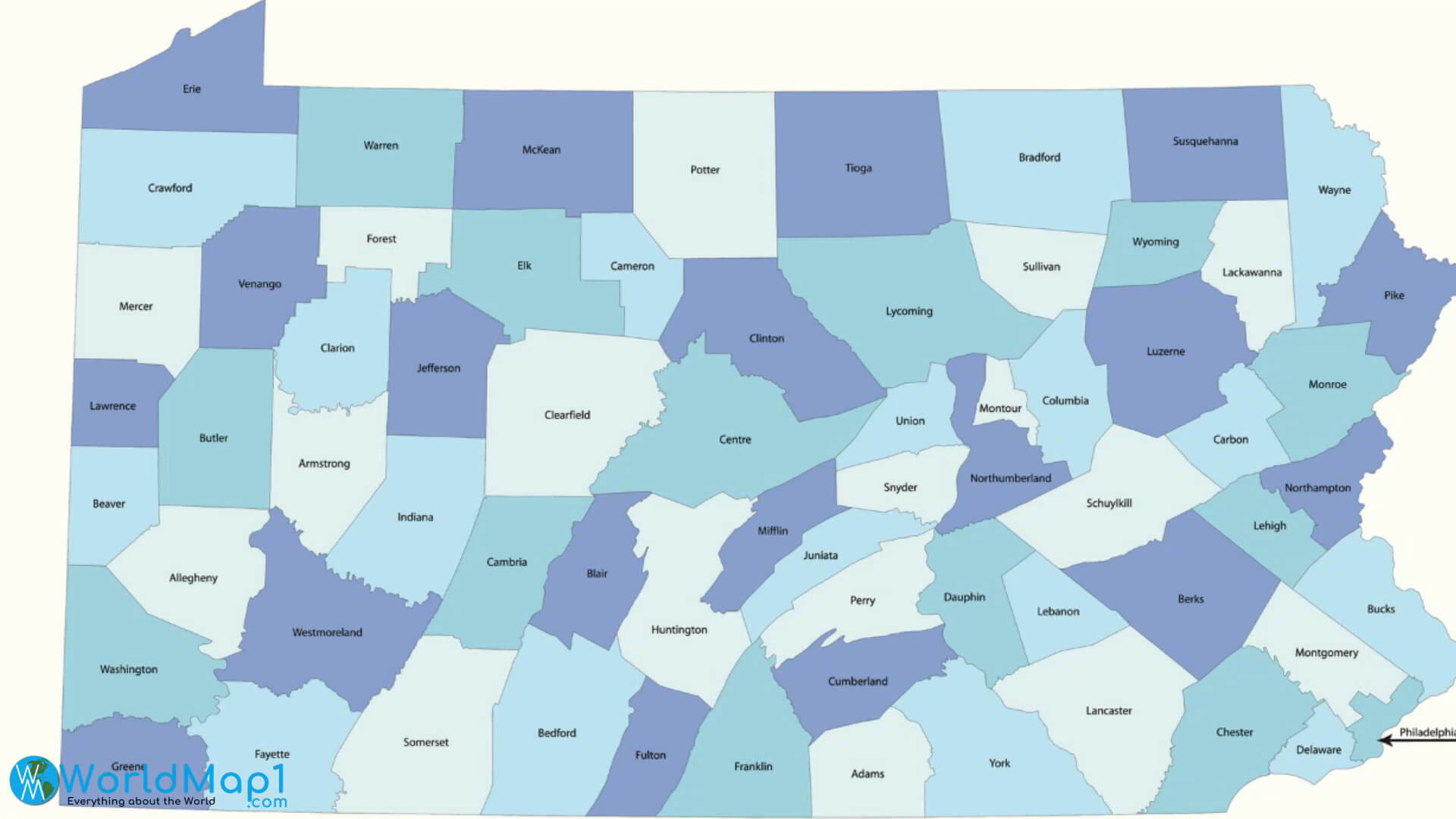 Counties Map of Pennsylvania